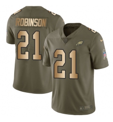 Youth Nike Philadelphia Eagles #21 Patrick Robinson Limited Olive/Gold 2017 Salute to Service NFL Jersey