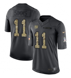 Youth Nike New York Giants #11 Phil Simms Limited Black 2016 Salute to Service NFL Jersey