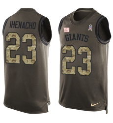 Men's Nike New York Giants #23 Duke Ihenacho Limited Green Salute to Service Tank Top NFL Jersey