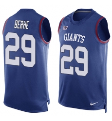Men's Nike New York Giants #29 Nat Berhe Limited Royal Blue Player Name & Number Tank Top NFL Jersey