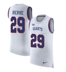 Men's Nike New York Giants #29 Nat Berhe Limited White Rush Player Name & Number Tank Top NFL Jersey