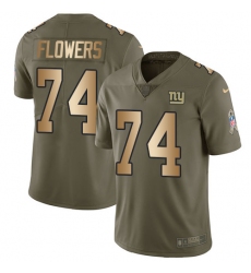 Youth Nike New York Giants #74 Ereck Flowers Limited Olive/Gold 2017 Salute to Service NFL Jersey