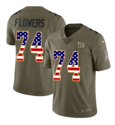 Youth Nike New York Giants #74 Ereck Flowers Limited Olive/USA Flag 2017 Salute to Service NFL Jersey