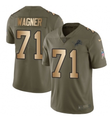 Men's Nike Detroit Lions #71 Ricky Wagner Limited Olive/Gold Salute to Service NFL Jersey