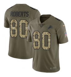 Men's Nike Detroit Lions #80 Michael Roberts Limited Olive/Camo Salute to Service NFL Jersey