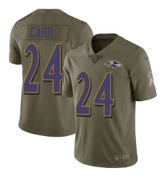 Men's Nike Baltimore Ravens #24 Brandon Carr Limited Olive 2017 Salute to Service NFL Jersey