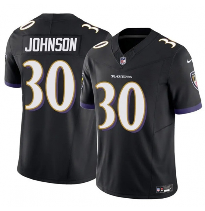 Men's Baltimore Ravens #30 D'Ernest Johnson Black 2025 F.U.S.E Vapor Limited Football Jersey