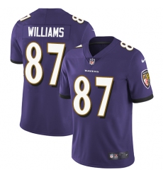 Youth Nike Baltimore Ravens #87 Maxx Williams Purple Team Color Vapor Untouchable Limited Player NFL Jersey