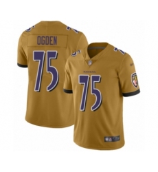 Youth Baltimore Ravens #75 Jonathan Ogden Limited Gold Inverted Legend Football Jersey