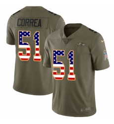 Men's Nike Baltimore Ravens #51 Kamalei Correa Limited Olive/USA Flag Salute to Service NFL Jersey