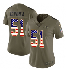 Women's Nike Baltimore Ravens #51 Kamalei Correa Limited Olive/USA Flag Salute to Service NFL Jersey