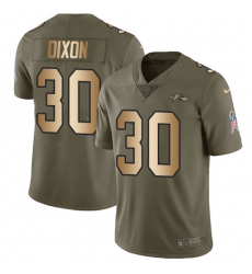 Men's Nike Baltimore Ravens #30 Kenneth Dixon Limited Olive/Gold Salute to Service NFL Jersey