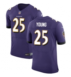 Men's Nike Baltimore Ravens #25 Tavon Young Elite Purple Team Color NFL Jersey
