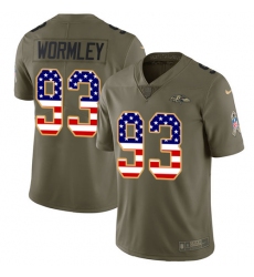 Youth Nike Baltimore Ravens #93 Chris Wormley Limited Olive/USA Flag Salute to Service NFL Jersey