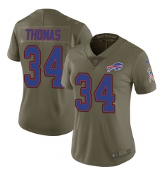 Women's Nike Buffalo Bills #34 Thurman Thomas Limited Olive 2017 Salute to Service NFL Jersey