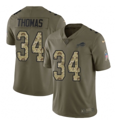 Youth Nike Buffalo Bills #34 Thurman Thomas Limited Olive/Camo 2017 Salute to Service NFL Jersey