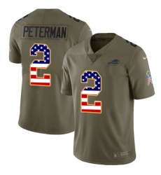 Men's Nike Buffalo Bills #2 Nathan Peterman Limited Olive/USA Flag 2017 Salute to Service NFL Jersey