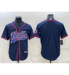 Men's Buffalo Bills Blank Navy Blue Stitched MLB Cool Base Nike Baseball Jersey
