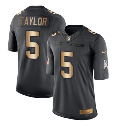 Men's Nike Buffalo Bills #5 Tyrod Taylor Limited Black/Gold Salute to Service NFL Jersey