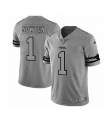 Men's Carolina Panthers #1 Cam Newton Limited Gray Team Logo Gridiron Football Jersey
