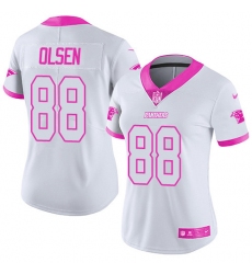Women's Nike Carolina Panthers #88 Greg Olsen Limited White/Pink Rush Fashion NFL Jersey