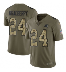 Men's Nike Carolina Panthers #24 James Bradberry Limited Olive/Camo 2017 Salute to Service NFL Jersey