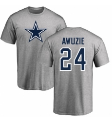 NFL Nike Dallas Cowboys #24 Chidobe Awuzie Ash Name & Number Logo T-Shirt
