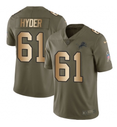 Men's Nike Detroit Lions #61 Kerry Hyder Limited Olive/Gold Salute to Service NFL Jersey