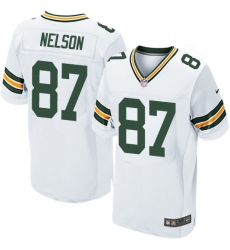 Men's Nike Green Bay Packers #87 Jordy Nelson Elite White NFL Jersey