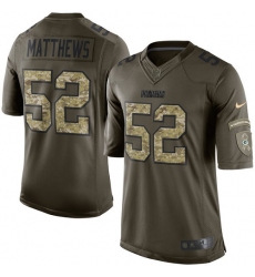 Youth Nike Green Bay Packers #52 Clay Matthews Elite Green Salute to Service NFL Jersey