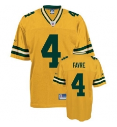 Reebok Green Bay Packers #4 Brett Favre Yellow Replica Throwback NFL Jersey