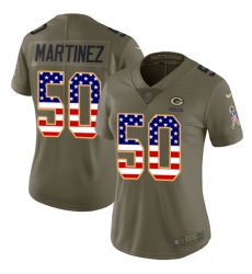 Women's Nike Green Bay Packers #50 Blake Martinez Limited Olive/USA Flag 2017 Salute to Service NFL Jersey
