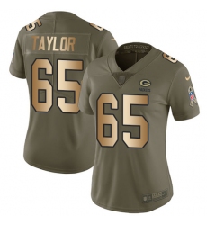 Women's Nike Green Bay Packers #65 Lane Taylor Limited Olive/Gold 2017 Salute to Service NFL Jersey