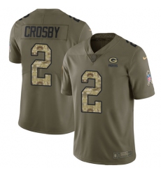 Men's Nike Green Bay Packers #2 Mason Crosby Limited Olive/Camo 2017 Salute to Service NFL Jersey