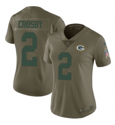 Women's Nike Green Bay Packers #2 Mason Crosby Limited Olive 2017 Salute to Service NFL Jersey