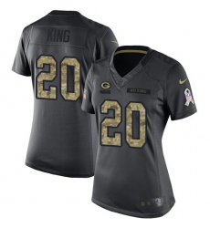 Women's Nike Green Bay Packers #20 Kevin King Limited Black 2016 Salute to Service NFL Jersey