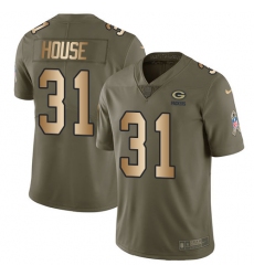 Men's Nike Green Bay Packers #31 Davon House Limited Olive/Gold 2017 Salute to Service NFL Jersey