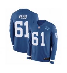 Men's Nike Indianapolis Colts #61 J'Marcus Webb Limited Blue Therma Long Sleeve NFL Jersey