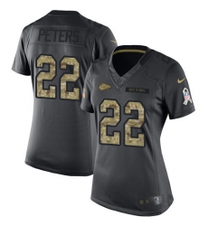 Women's Nike Kansas City Chiefs #22 Marcus Peters Limited Black 2016 Salute to Service NFL Jersey