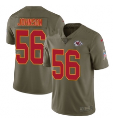 Youth Nike Kansas City Chiefs #56 Derrick Johnson Limited Olive 2017 Salute to Service NFL Jersey