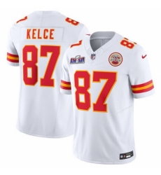 Men's Kansas City Chiefs #87 Travis Kelce White 2023 F U S E Vapor Untouchable Limited Stitched 2024 Super Bowl LVIII Jersey