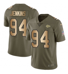 Men's Nike Kansas City Chiefs #94 Jarvis Jenkins Limited Olive/Gold 2017 Salute to Service NFL Jersey
