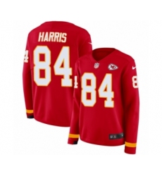 Women's Nike Kansas City Chiefs #84 Demetrius Harris Limited Red Therma Long Sleeve NFL Jersey